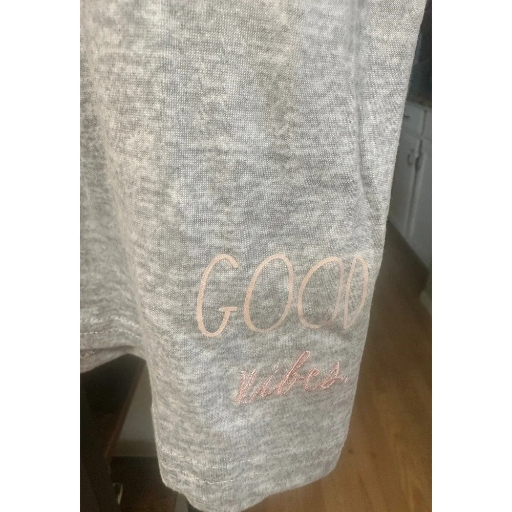 Rae Dunn Women XL Gray Pajama Shorts 2 Pack Leopard & plain gray Good Vibes New